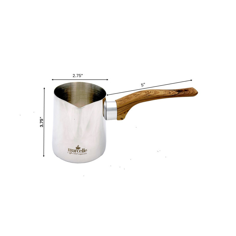 Réchaud à lait / café en acier inoxydable Marcelle, H 3,75 po x l 7,75 po x P 3 po