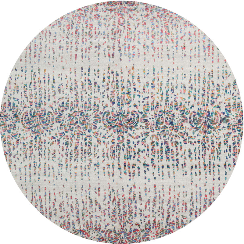 Tapis gris/brun/beige contemporain, Rond 4 pi