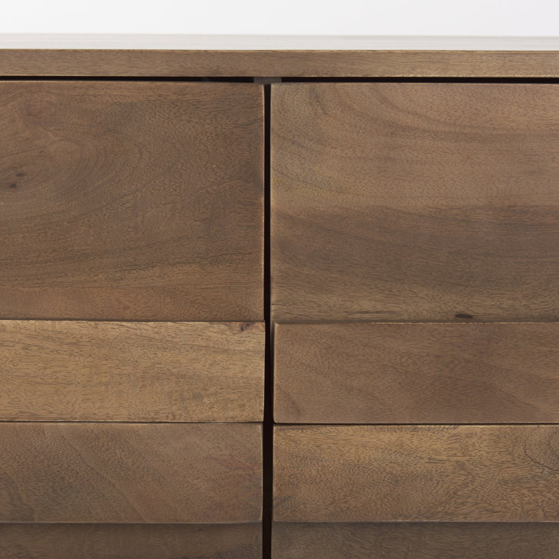 Astrid 71L X 17W X 30.3H Medium Brown Solid Wood 6 Drawer Sideboard