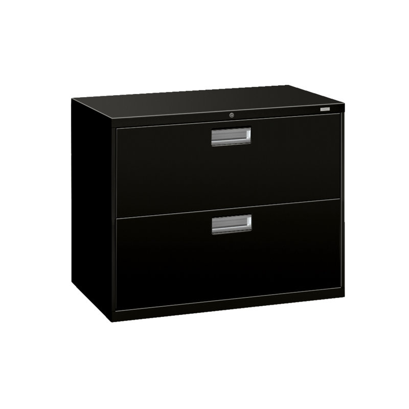 Classeur latéral HON Brigade 600, 2 tiroirs, poignée en aluminium, l 36 po, noir, Noir