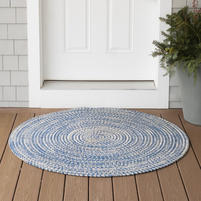 Tapis d'intérieur / extérieur rond en polypropylène tressé à la machine géométrique chiné, Rond 8 pi