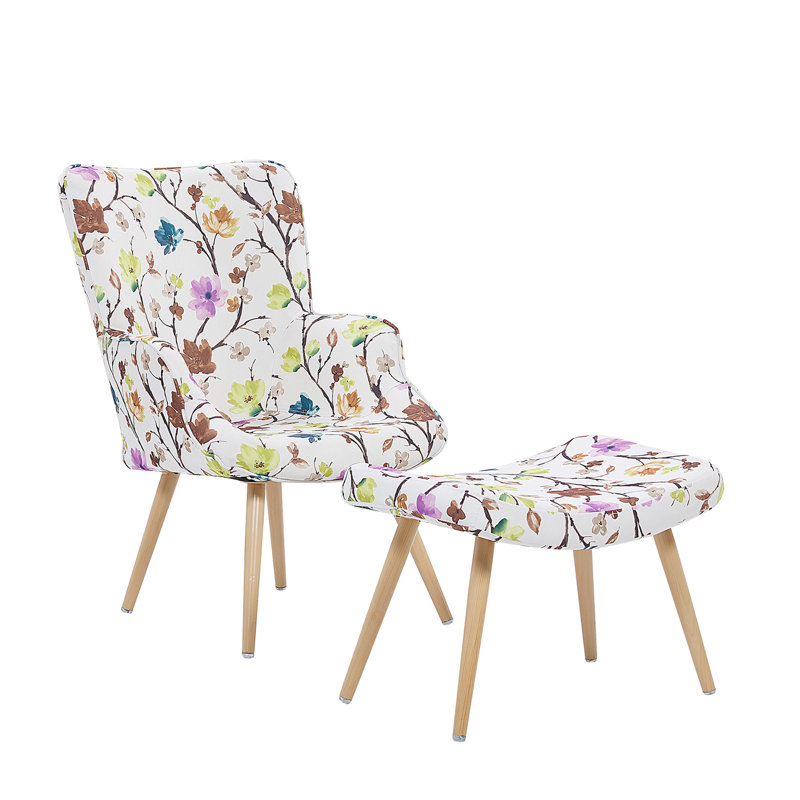 Trelleborg Upholstered Wingback Chair With Footstool