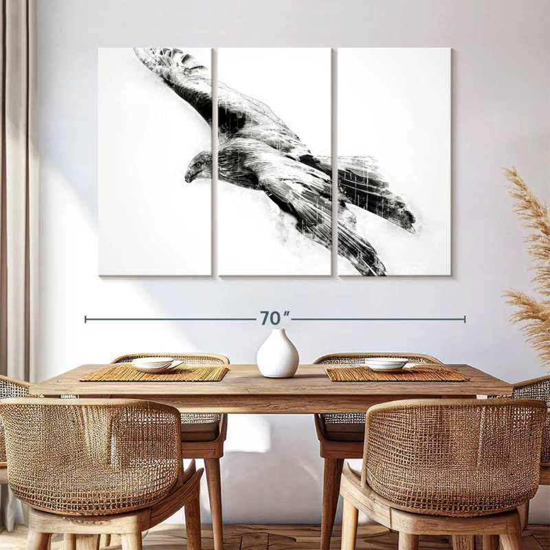 Brampt Hawk Black And White, 42" H x 65" W