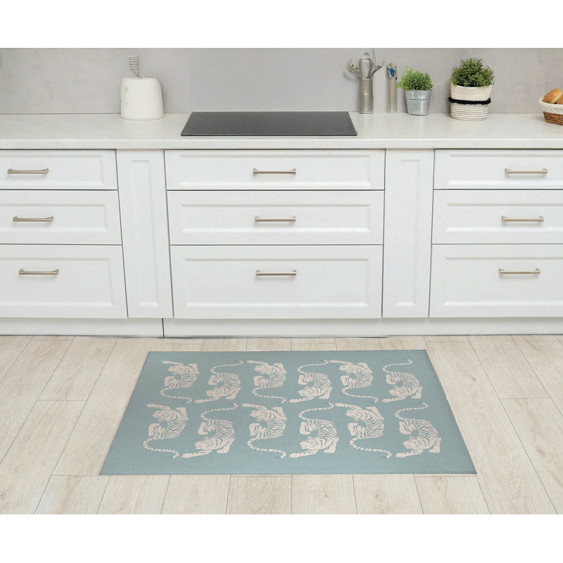Hey Tiger Kitchen Mat, Rectangle 5' x 7', Blue