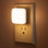 Round Wall Light White Plug-In Night Light With Light Sensor, 3000K, 3-Level Dimmer, Memory