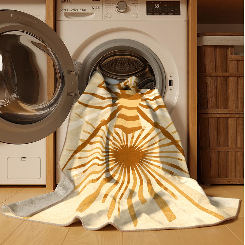 Tapis beige lavable à la machine Pavnesh Mid-Century Starburst Camel, 2 pi x 3 pi