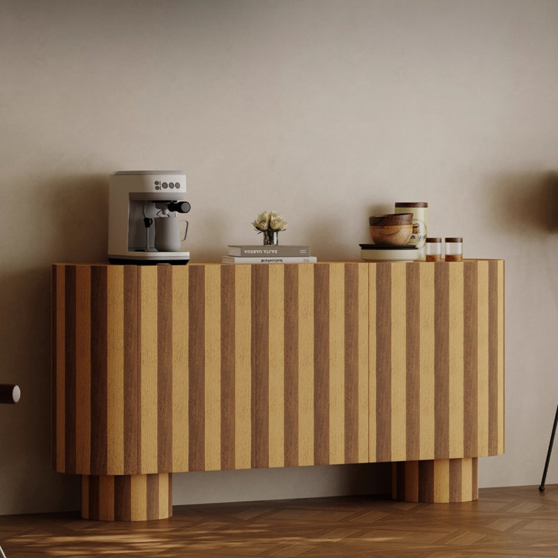 Buffet simple en bois massif, H 31,5 po x l 62,99 po x P 15,75 po