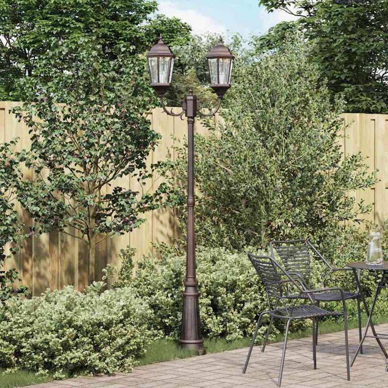 Brighton Garden Light Post Dark Green/Black Outdoor Lamp, Bronze Aluminum, 235cm H x 68cm W x 20cm D