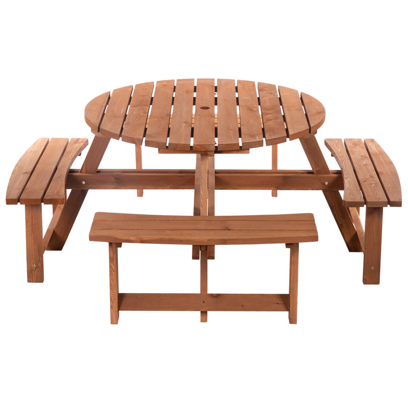 Round Solid Wood Patio Dining Set