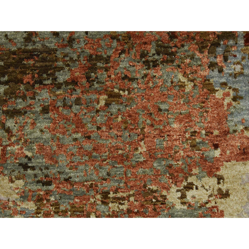 12'x15' Burnt Amber Abstract Design Soft Wool Hand Knotted Oversized Rug 20FFC2B6B18641ACBC4490FBA9DD3F77