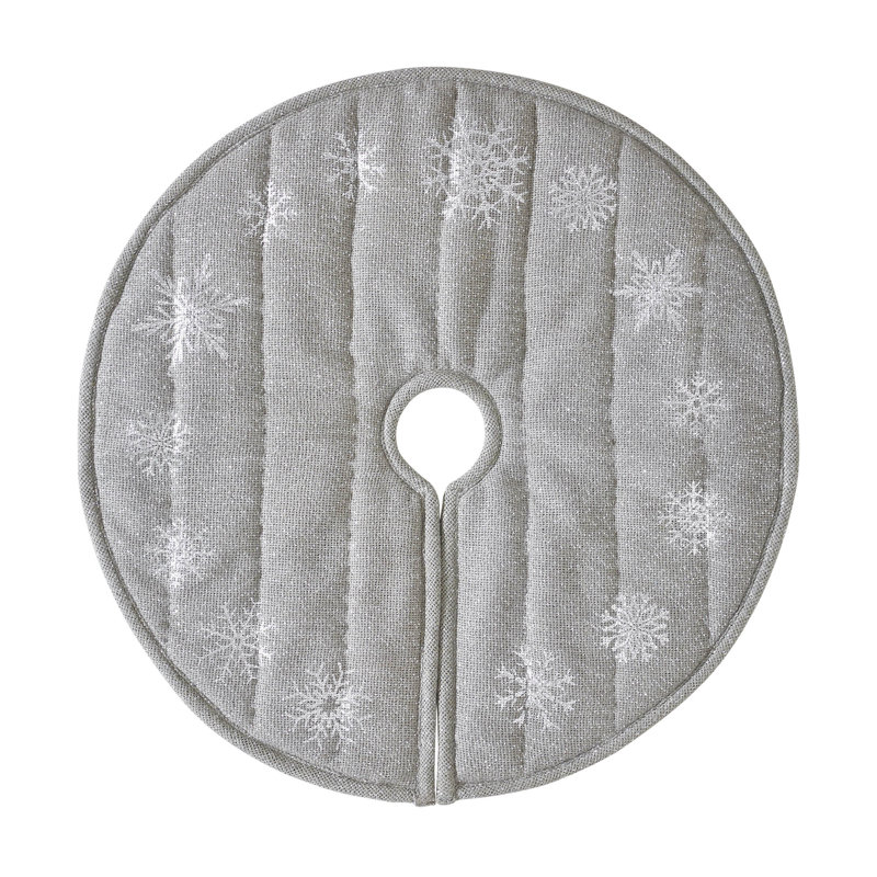 24" Dove Grey Cotton Burlap Snowflake Tree Skirt