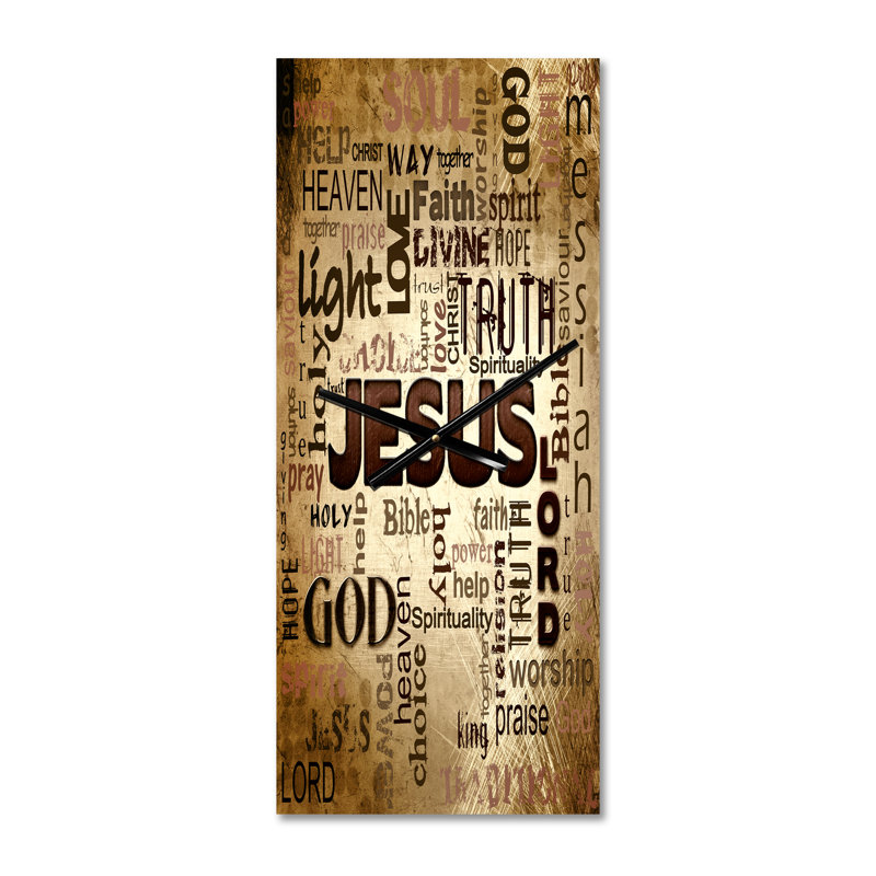 Nuage de mots de Jésus en grunge - Horloge murale moderne, Grand
