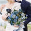 Bouquet de mariée bleu marine pour la mariée, bouquets de mariage bleus pour la mariée, bouquet de fleurs de mariage artificiel rond de 13 pouces pour mariage, cérémonie, anniversaire, proposition, fête, cadeau d'anniversaire