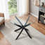 Round Glass Top Metal Base Dining Table-1000607784
