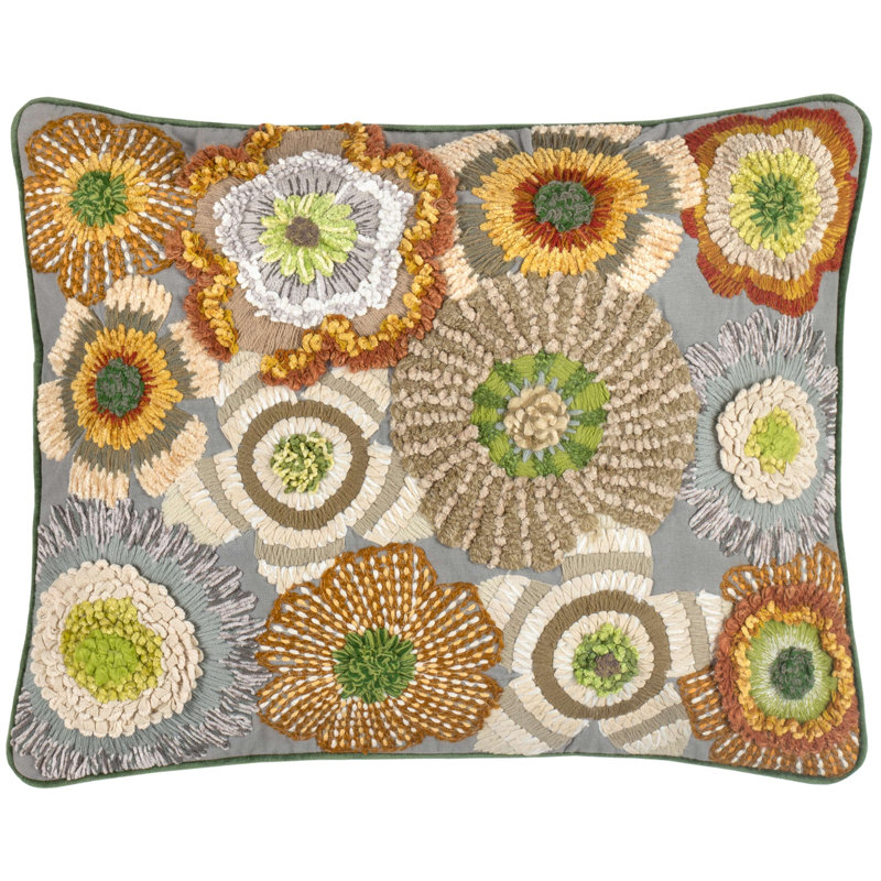 Bramble Kit Kemp x Annie Selke Bramble Embroidered Multi Decorative Pillow, Natural, Pillow Cover Only - No Insert