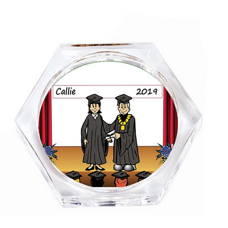 Personalized Graduation - Ensemble de cadeau pour sous-verre féminin (4 sous-verres), Oui