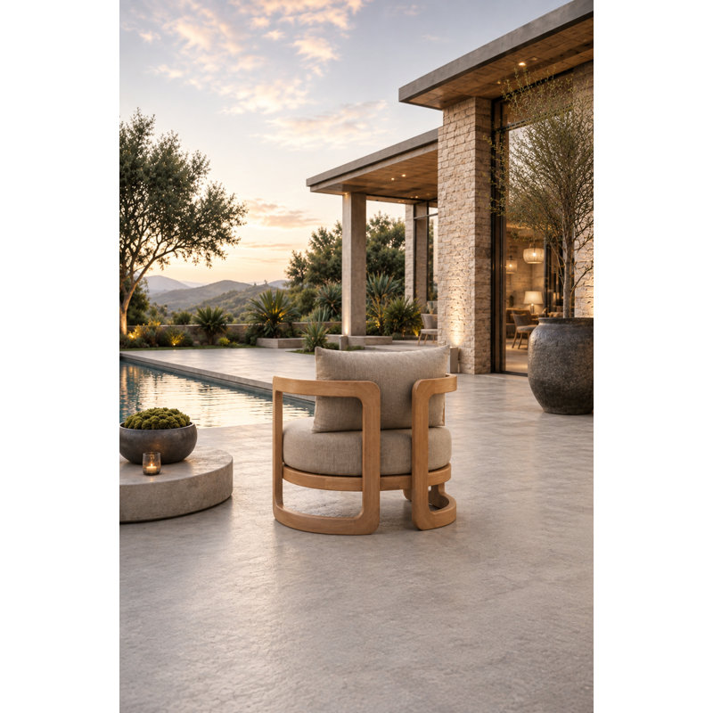 Muse Outdoor Teak Lounge Chair, Charcoal Gray 