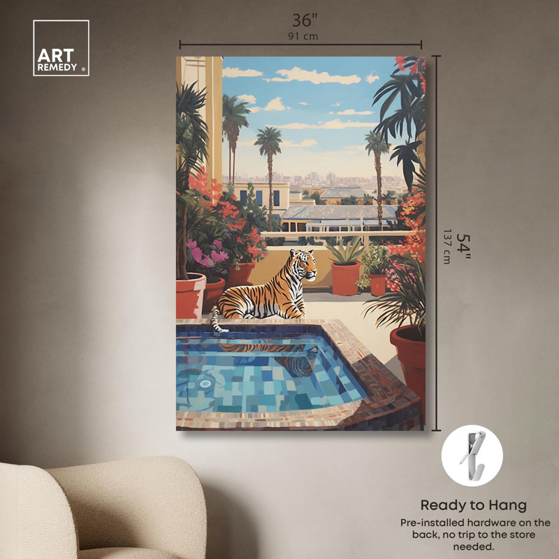 Art mural sur toile, "Tiger", Toile tendue, H 54 po x l 36 po