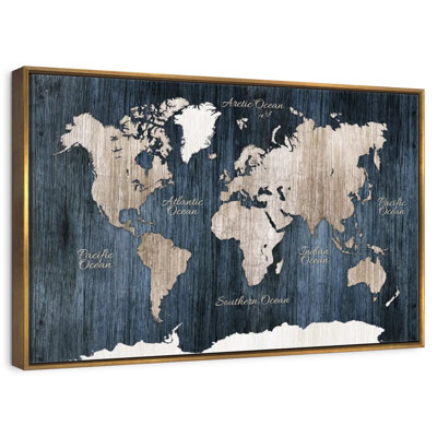 Aged Wooden World Map