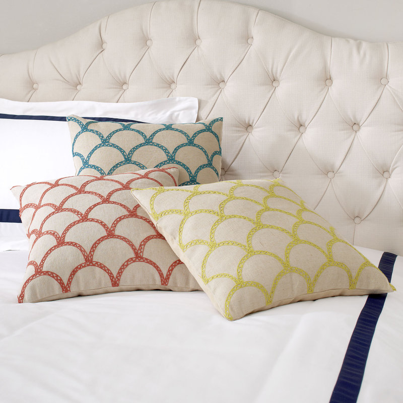 Cedartown Embroidered Linen Pillow Cover, 22" H x 22" W x 1" D, Buttercup