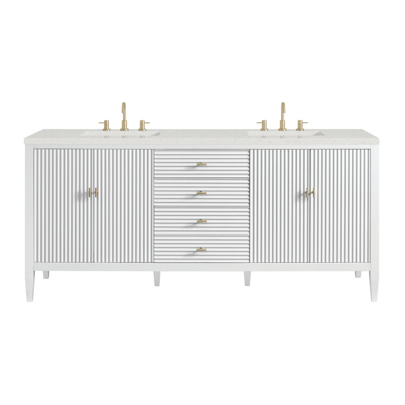 Myrrin 72'' W Double Vanity, Bright White, Lime Delight Silestone, 8" Widespread