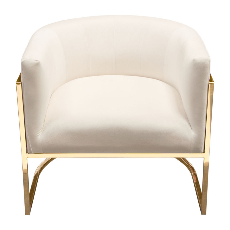 Fauteuil en velours de 30 po de largeur Maxuel, 100 % polyester crème, Or