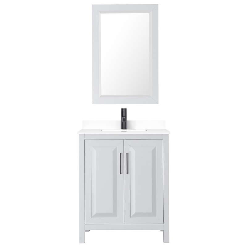 Daria 30" White Freestanding Vanity with Cultured Marble Top and Gold Trim