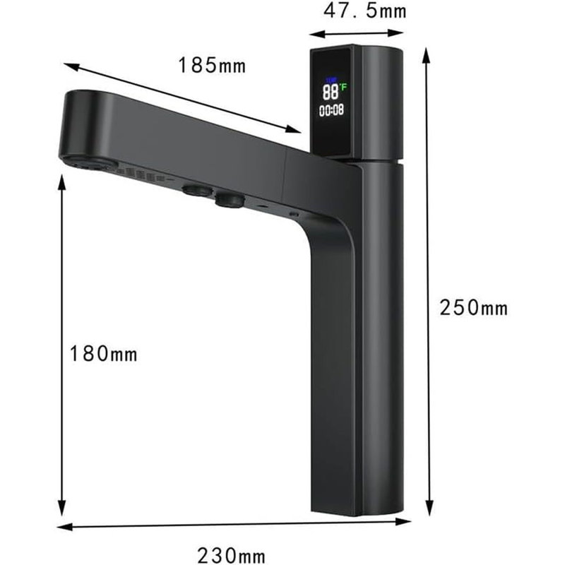 Bathroom Sink Faucet with Pull Out Sprayer, Fahrenheit Degree Temperature LED Digital Display Faucet 2 Water Flow Modes Brass Bathroom Faucets for Sink 1 Hole (Matte Black)