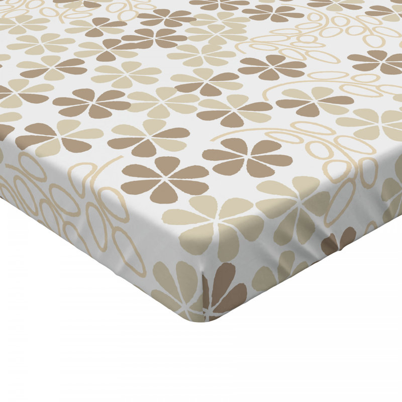 Microfiber Floral Fitted Sheet, Full Fitted Sheet, Brown Floral