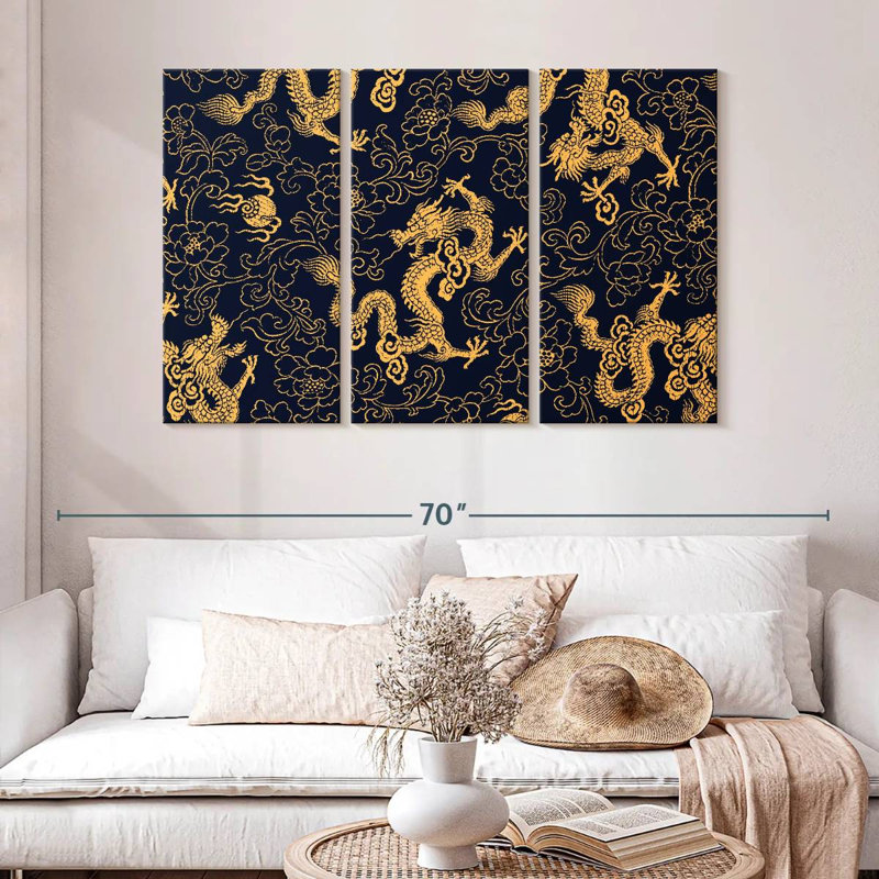 Motif oriental de dragons Kerner, H 32 po x l 50 po