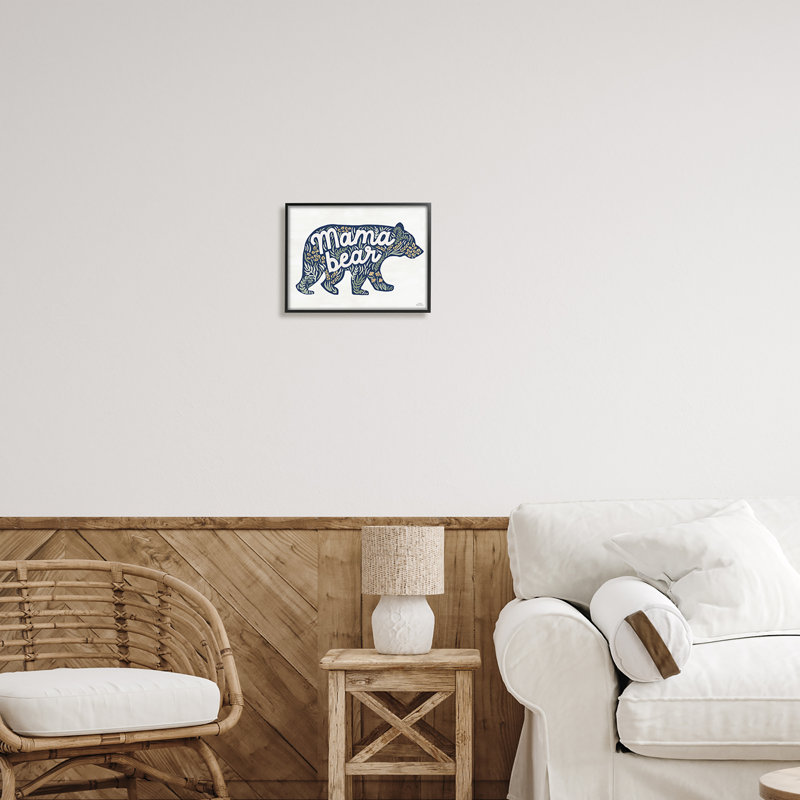 «Stupell Industries», art floral sur toile Mama Bear par Laura Marshall, Giclée encadrée noir minuit