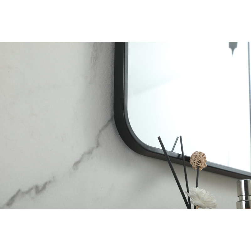 Miroir mural en métal, 48 po x 48 po , Noir