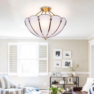 4 - Light Dimmable Gold Vintage Glass Bowl Chandelier