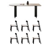 Simple artistic rock slab dining table chair set