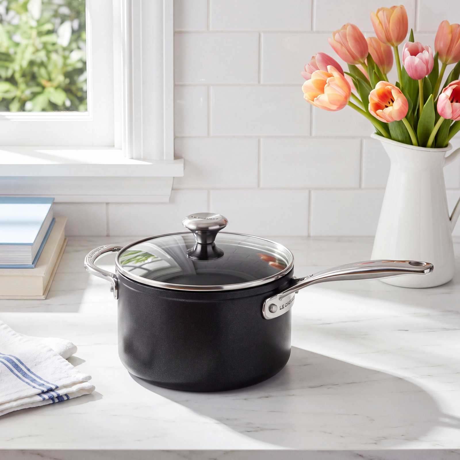 Le Creuset Toughened Nonstick Saucepan with Lid, 3 qt.