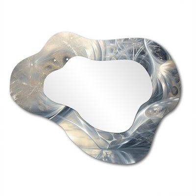 Silvers Swirling Dandelion Universe - Landscapes Cloud Decorative Mirror, Modern Asymmetrical Wall Mirror, Printed Metal Art