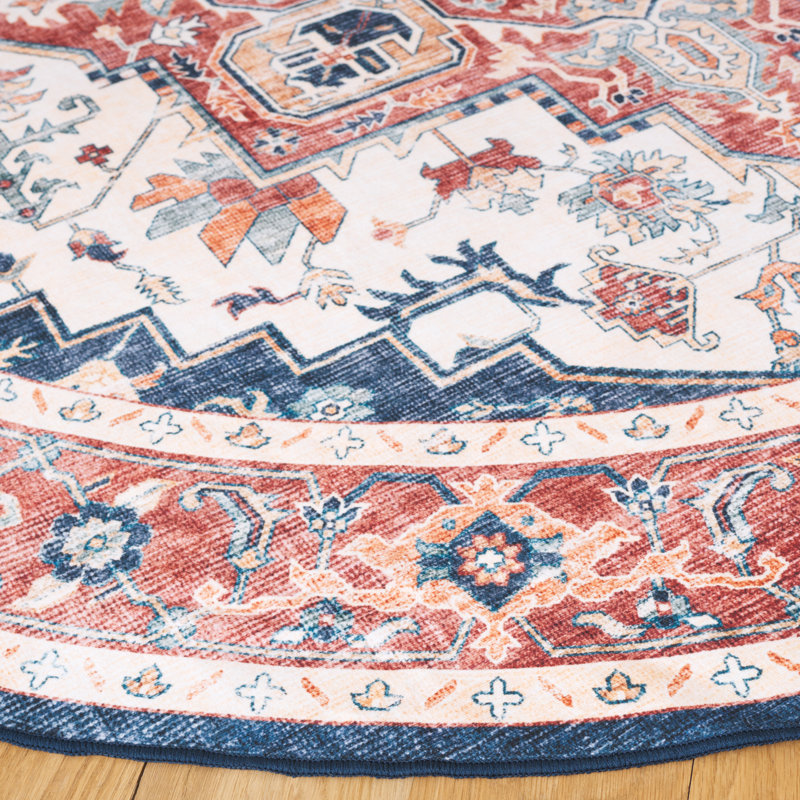 Abigeal Performance Machine Washable Oriental Rug, Round 6'