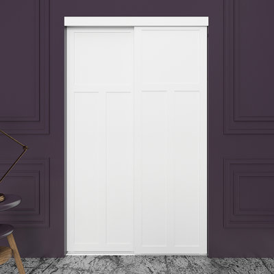 Panelled Manufactured Wood and Metal Mission Sliding Closet Doors