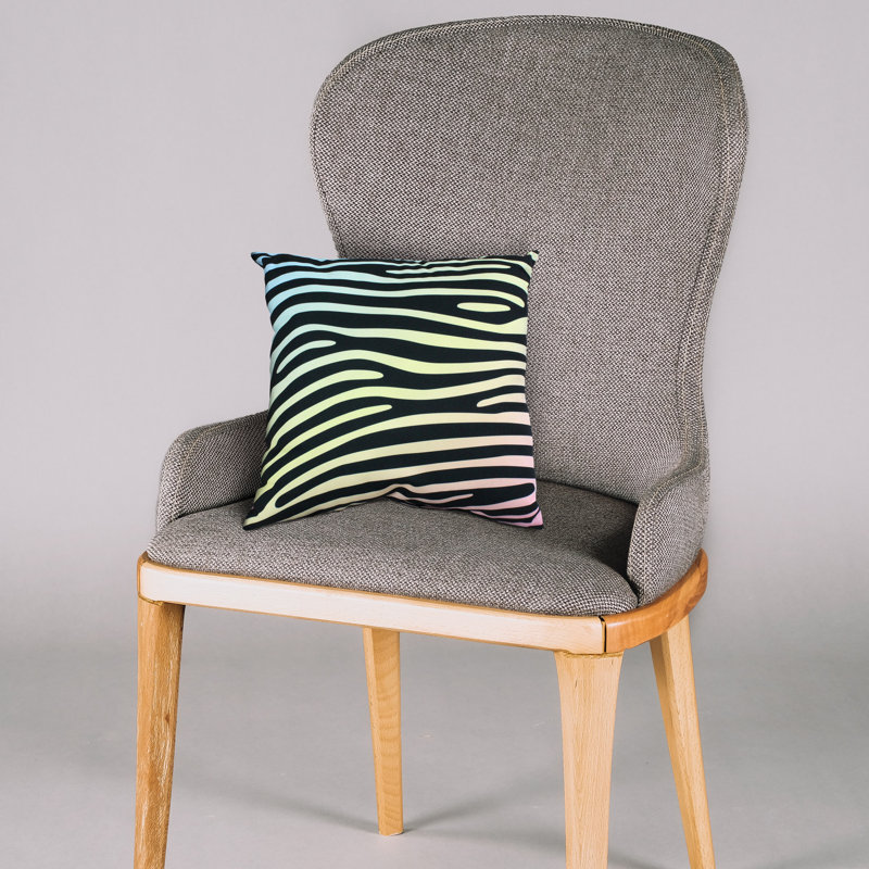 Animal Print Reversible Throw Pillow, Pastel Gradient/Black