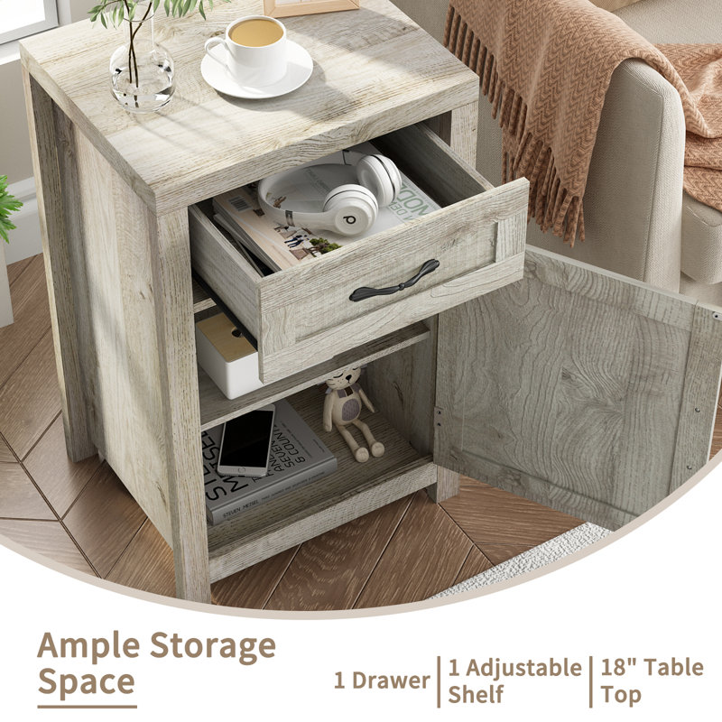 Ensemble de 2 tables de chevet avec tiroirs, Gris