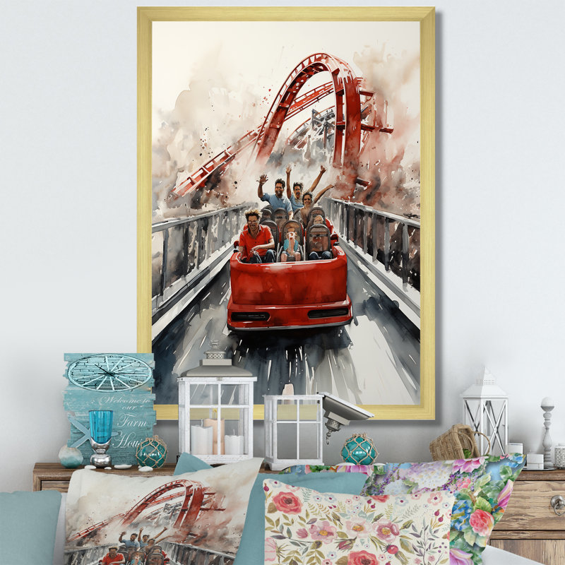 «Lonnia Rollercoaster Thrill Seekers Delight III», reproduction sur toile, H 20 po x l 12 po x P 1 po, Encadrement doré