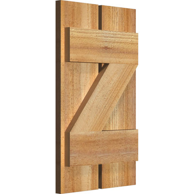TimberCraft 5 3/8" Spaced Board-n-Batten Shutters w/Z-Bar, Western Red Cedar (Per Pair)