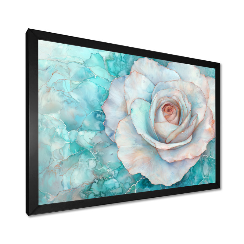 Sapphire River of Rose Blooming II - Rose, impression murale, 12" H x 20" W, Single Picture Framed Print without Mat, Black