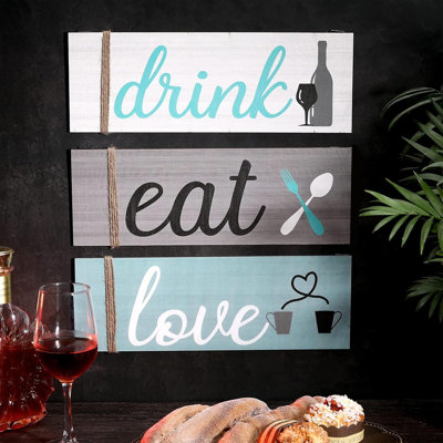 “eat Drink Love” Farmhouse Wall Signs, 3-piece Set
