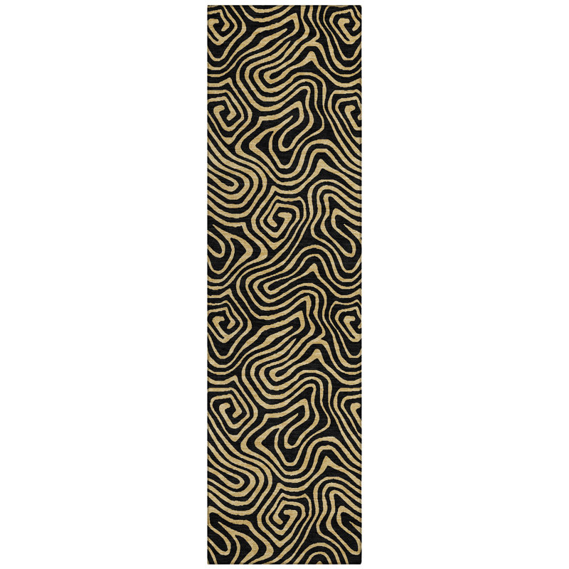 Addison Black Synthetic Machine Washable Indoor/Outdoor Rug 2'3" x 7'6"