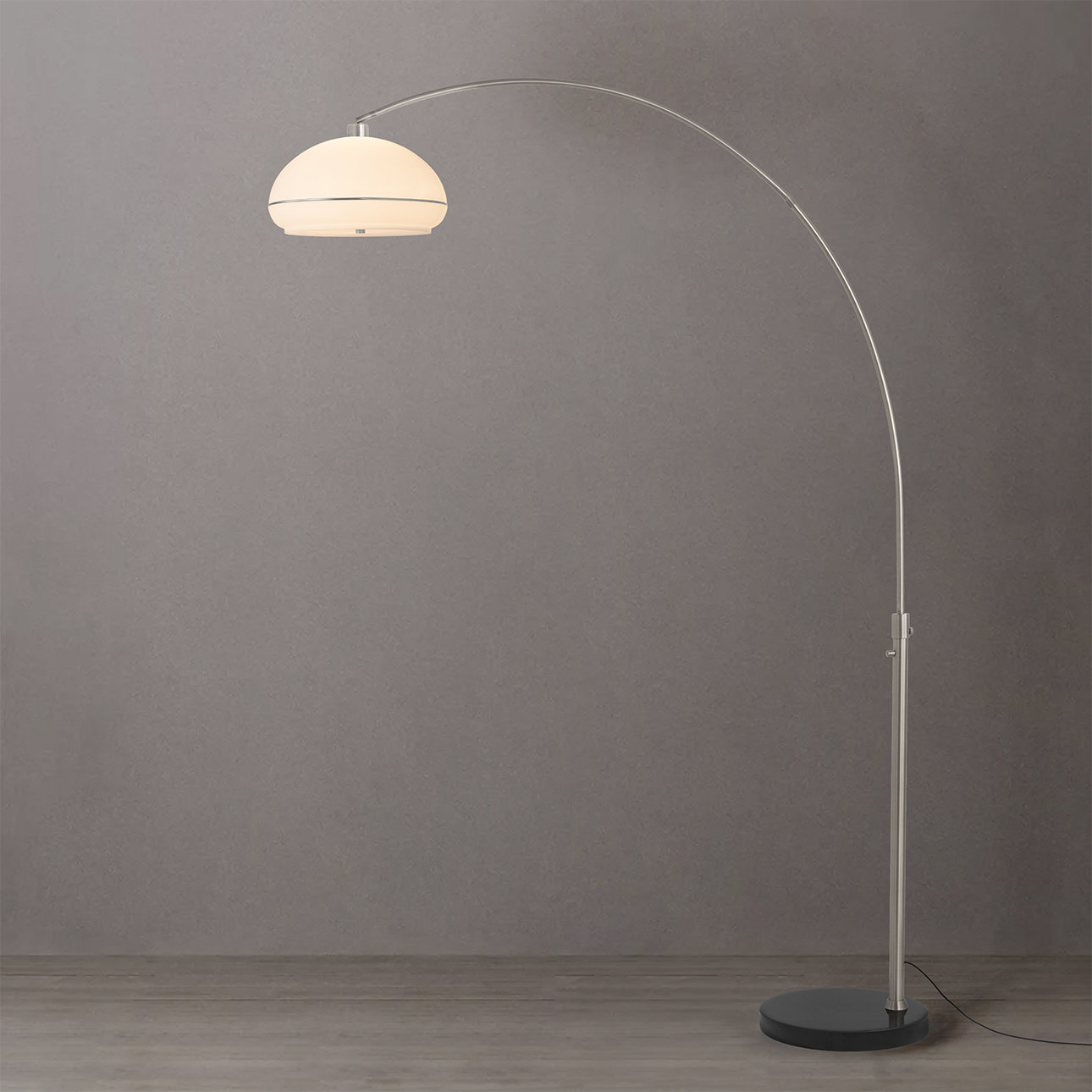 76" Marble Floor Lamp, Black Marble, Satin Nickel