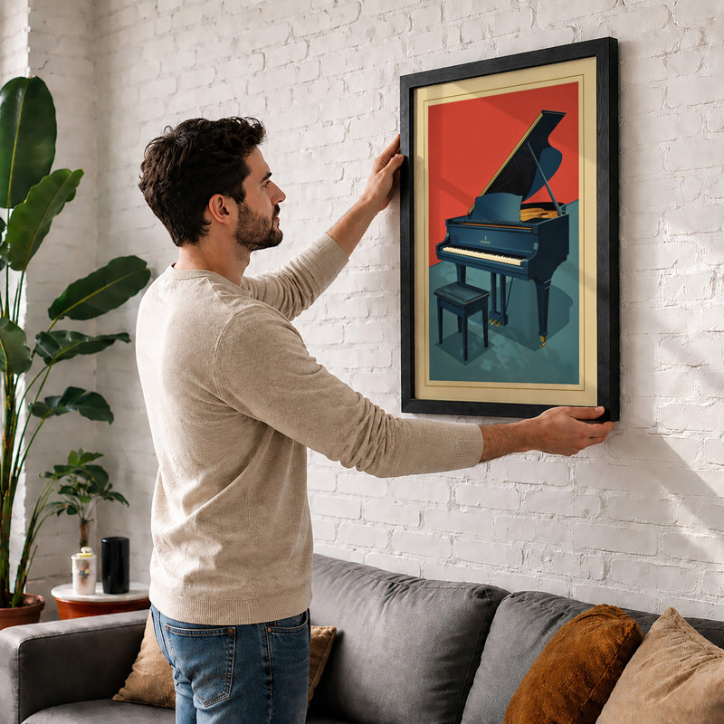 Modernist Piano Art Deco - Print, Walnut, A1 - 84.1 x 59.4 cm
