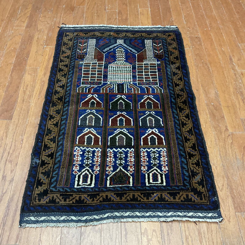 Tapis unique en laine noué à la main brun et beige des années 1990 de 2 pi 8 po x 4 pi 1 po