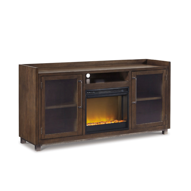 Dazya Unfinished TV Stand for TVs up to 70" with Fireplace Included