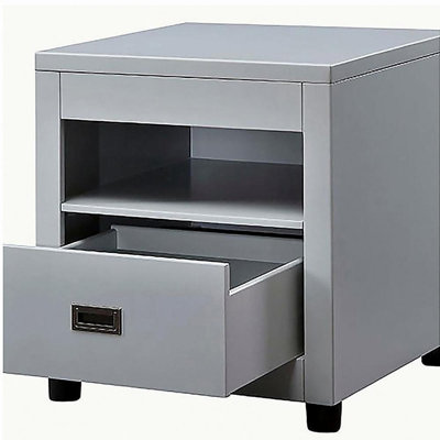 Table d'appoint avec rangement gris colombe